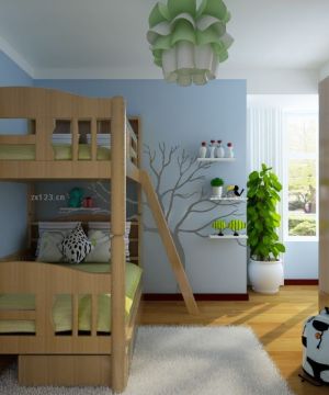 现代风格颜色搭配儿童房装修上下床图
