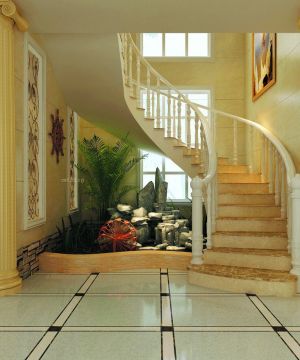 2023两层别墅室内旋转楼梯最新设计效果图片